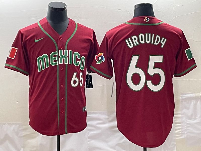 Men 2023 World Cub Mexico #65 Urquidu Red Nike MLB Jersey3->more jerseys->MLB Jersey